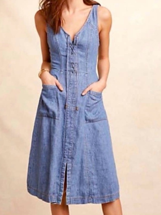 Anthropologie Dresses & Skirts - Anthropologie NWOT Holding Horses Atoll light blue denim dress Size S